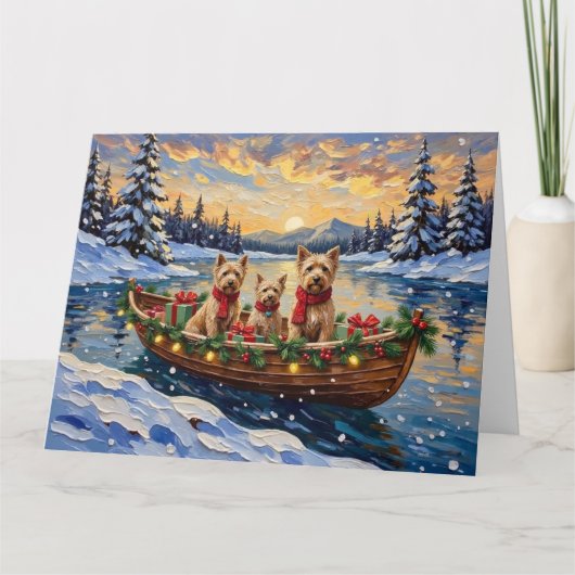 Soft Coated Wheaten Terrier Christmas Boat Holiday Kaart (Voorkant)