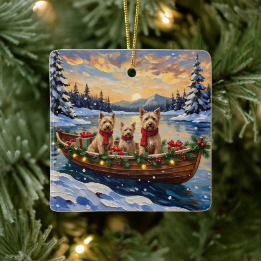 Soft Coated Wheaten Terrier Christmas Boat Holiday Keramisch Ornament (Boom)