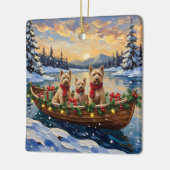 Soft Coated Wheaten Terrier Christmas Boat Holiday Keramisch Ornament (Links)