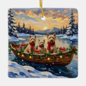 Soft Coated Wheaten Terrier Christmas Boat Holiday Keramisch Ornament (Voorkant)