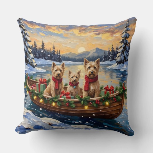 Soft Coated Wheaten Terrier Christmas Boat Holiday Kussen (Voorkant)