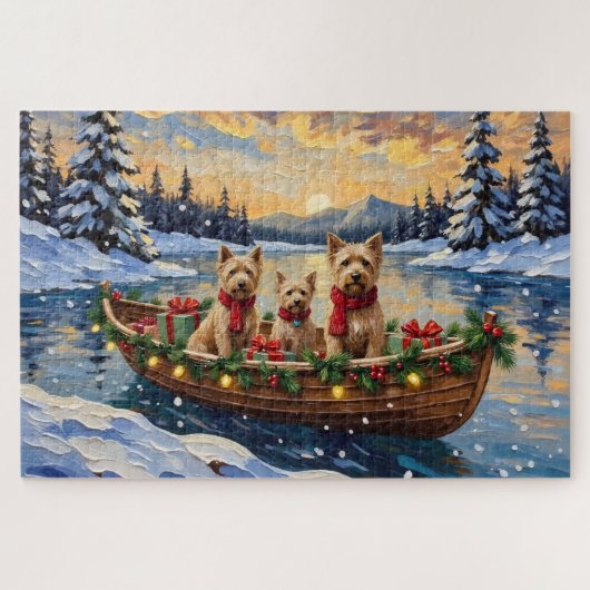 Soft Coated Wheaten Terrier Christmas Boat Holiday Legpuzzel (Horizontaal)