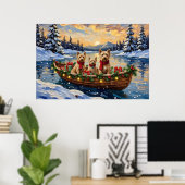 Soft Coated Wheaten Terrier Christmas Boat Holiday Poster (Thuiskantoor)
