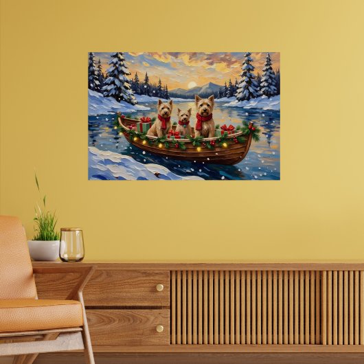 Soft Coated Wheaten Terrier Christmas Boat Holiday Poster (Woonkamer 2)