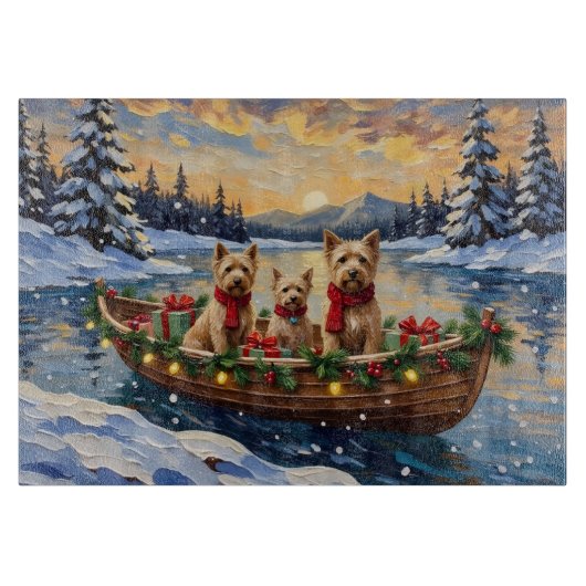 Soft Coated Wheaten Terrier Christmas Boat Holiday Snijplank (Voorkant)