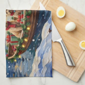 Soft Coated Wheaten Terrier Christmas Boat Holiday Theedoek (Quarter Fold)