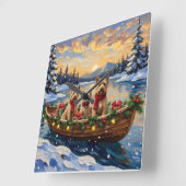 Soft Coated Wheaten Terrier Christmas Boat Holiday Vierkante Klok (Hoek)