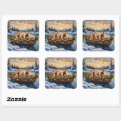 Soft Coated Wheaten Terrier Christmas Boat Holiday Vierkante Sticker (Vel)
