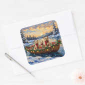 Soft Coated Wheaten Terrier Christmas Boat Holiday Vierkante Sticker (Envelop)