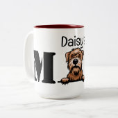 Soft Coated Wheaten Terrier die mama piekt Tweekleurige Koffiemok (Voorkant links)