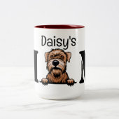 Soft Coated Wheaten Terrier die mama piekt Tweekleurige Koffiemok (Center)