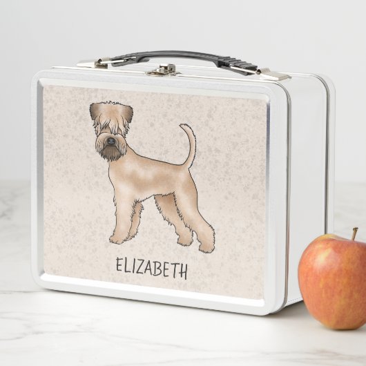 Soft-Coated Wheaten Terrier-hond op Beige met Naam (In situ)