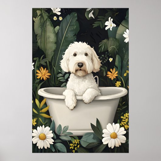 Soft Coated Wheaten Terrier In Bathtub Poster (Voorkant)