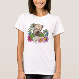 Soft-Coated Wheaten Terrier Kop Kleurrijke Bloemen T-shirt