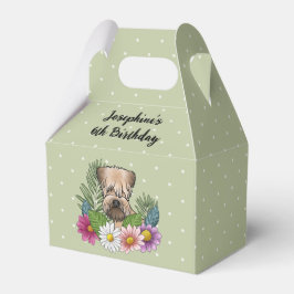 Soft-Coated Wheaten Terrier Met Bloemen Verjaardag Bedankdoosjes