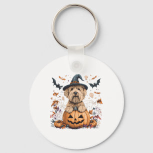 Soft Coated Wheaten Terrier Pompoen Halloween Dan Sleutelhanger