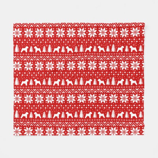Soft Coated Wheaten Terrier Silhouettes Kerstmis Fleece Deken (Voorkant (Horizontaal))