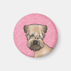 Soft-Coated Wheaten Terrier van voren met Roze Har Magneet