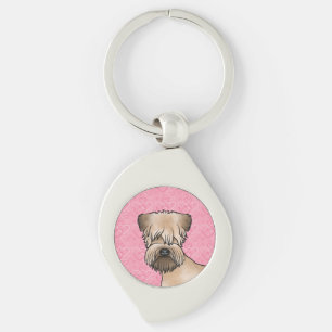 Soft-Coated Wheaten Terrier van voren met Roze Har Sleutelhanger