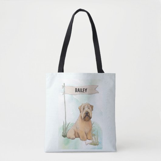 Soft Coated Wheaten Terrier Watercolor Personalize Tote Bag (Voorkant)