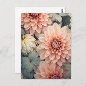 soft colored dahlia flower head briefkaart (Voorkant / Achterkant)