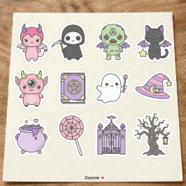 Soft Colored Witchy Spells And Ghouls Stickers