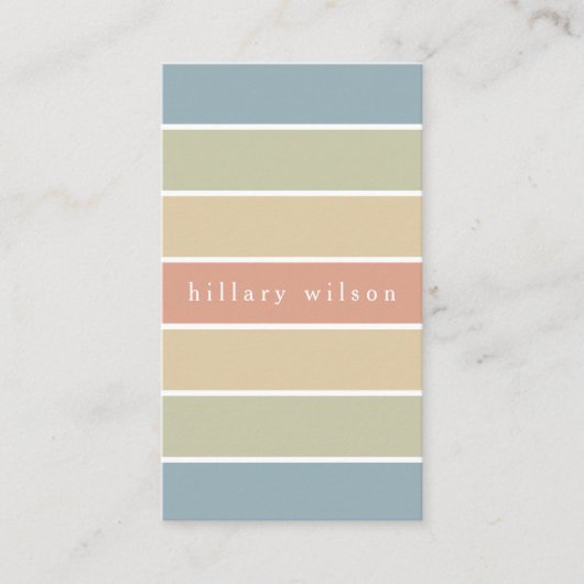 Soft colours palette stripes geometric retro visitekaartje (Voorkant)