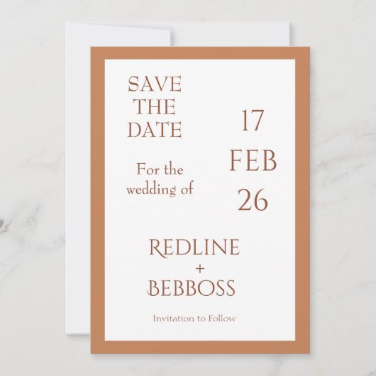Soft Copper Elegant Modern Wedding Save The Date (Voorkant)