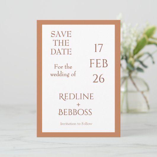 Soft Copper Elegant Modern Wedding Save The Date (Staand voorkant)