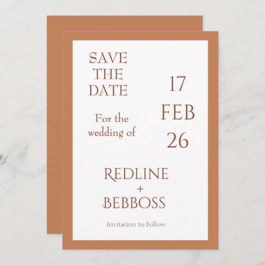 Soft Copper Elegant Modern Wedding Save The Date (Voorkant / Achterkant)