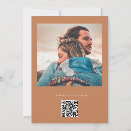 Soft Copper Minimalist Modern Calligraphy Wedding Kaart (Achterkant)