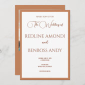 Soft Copper Minimalist Modern Calligraphy Wedding Kaart (Voorkant / Achterkant)