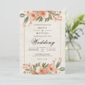Soft Coral Bloom Archway Wedding Kaart (Staand voorkant)