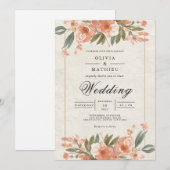 Soft Coral Bloom Archway Wedding Kaart (Voorkant / Achterkant)