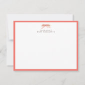 Soft Coral Bow Nursery Note Card – Personalized Notitiekaartje (Voorkant)