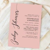 Soft Coral Eenvoudig Modern Script-Baby shower Kaart