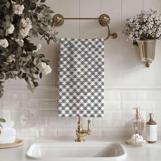 Soft Coral Grey Towels Modern Plaid Bathroom Bad Handdoek