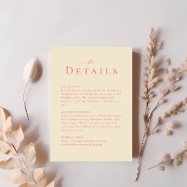 Soft Coral Modern Minimalist Wedding Details Kaart