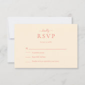 Soft Coral Modern Minimalist Wedding RSVP Card (Voorkant)