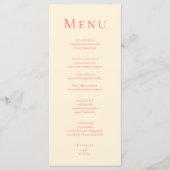 Soft Coral Modern Minimalistische Wedding Menu Kaa (Voorkant)
