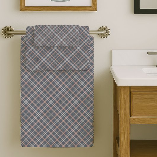 Soft Coral Plaid Towels Elegant Bath Essentials Bad Handdoek