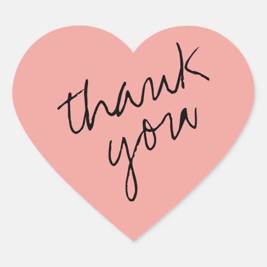 Soft Coral - Roze Hart Dank u Sticker (Voorkant)
