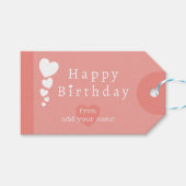 Soft Coral - Roze Verjaardagsharten Cadeau Labels Cadeaulabel (Voorkant (Horizontaal))