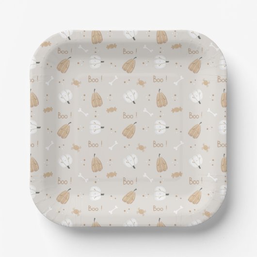 Soft Cosy Halloween Pattern Paper Borden Papieren Bordje (Voorkant)