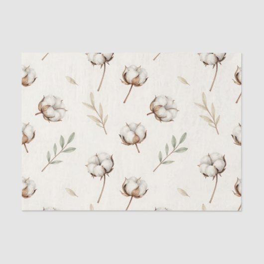 Soft Cotton Blossom Botanical Pattern Tissuepapier (Voorkant)
