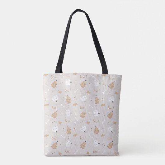 Soft Cozy Halloween Pattern Canvas tas (Achterkant)