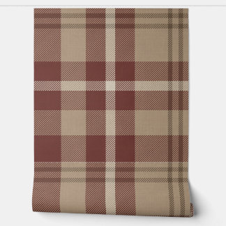 Soft cream and red plaid with vintage charm, ideal behang