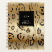 Soft Cream en BlackAbstract Leopard Print Planner (Voorkant)