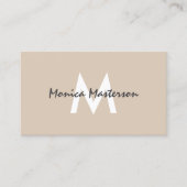 Soft cream tan minimalist monogram visitekaartje (Voorkant)