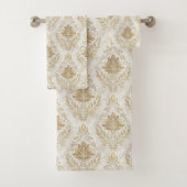 Soft Cream Towels Victorian Damask Bath Accent Bad Handdoek (Insitu)